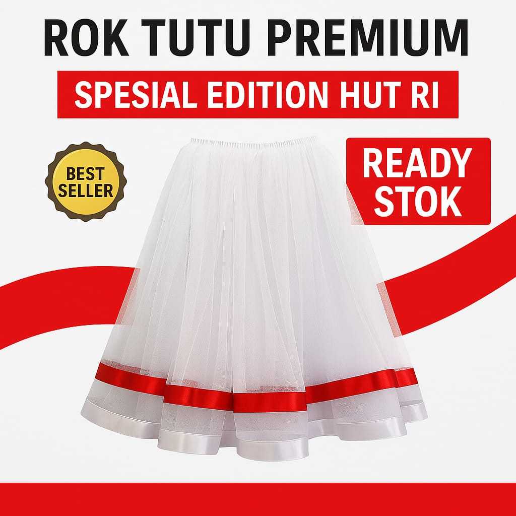 Rok Tutu Lis Pita Merah Putih Special Hari Kemerdekaan Indonesia - Rok Tutu Anak & Dewasa
