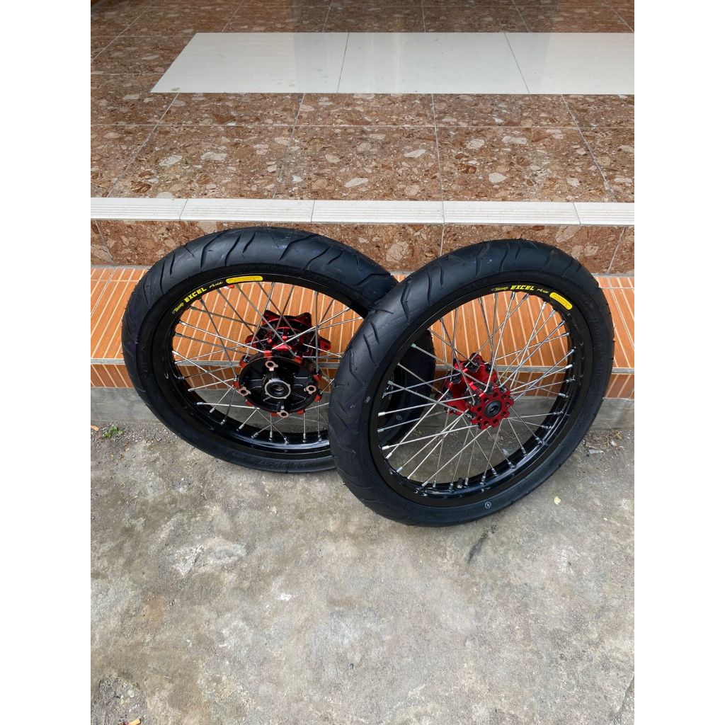 Wheelset Semi Cacing CRF Ban Mizzle Baru Ring 17 Velg Custome Takasago Excel Asia