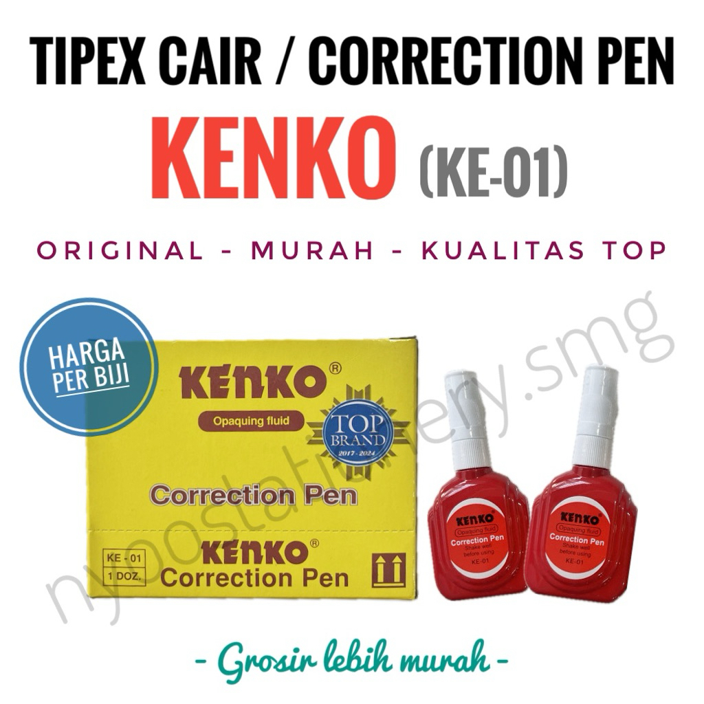 

(1 PC) CORRECTION PEN TIPEX CAIR KENKO MERAH KE01