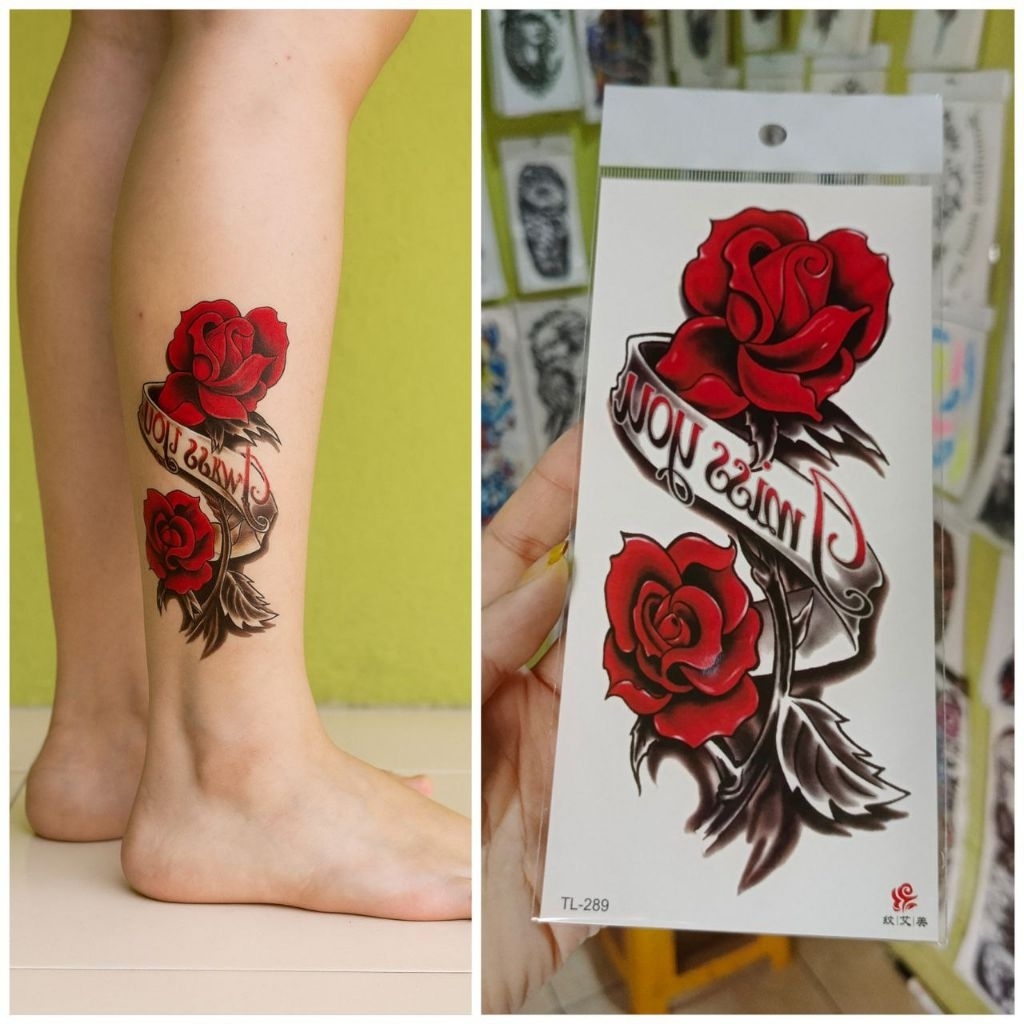tato temporer motif bunga mawar rose tato lengan tato tangan kaki
