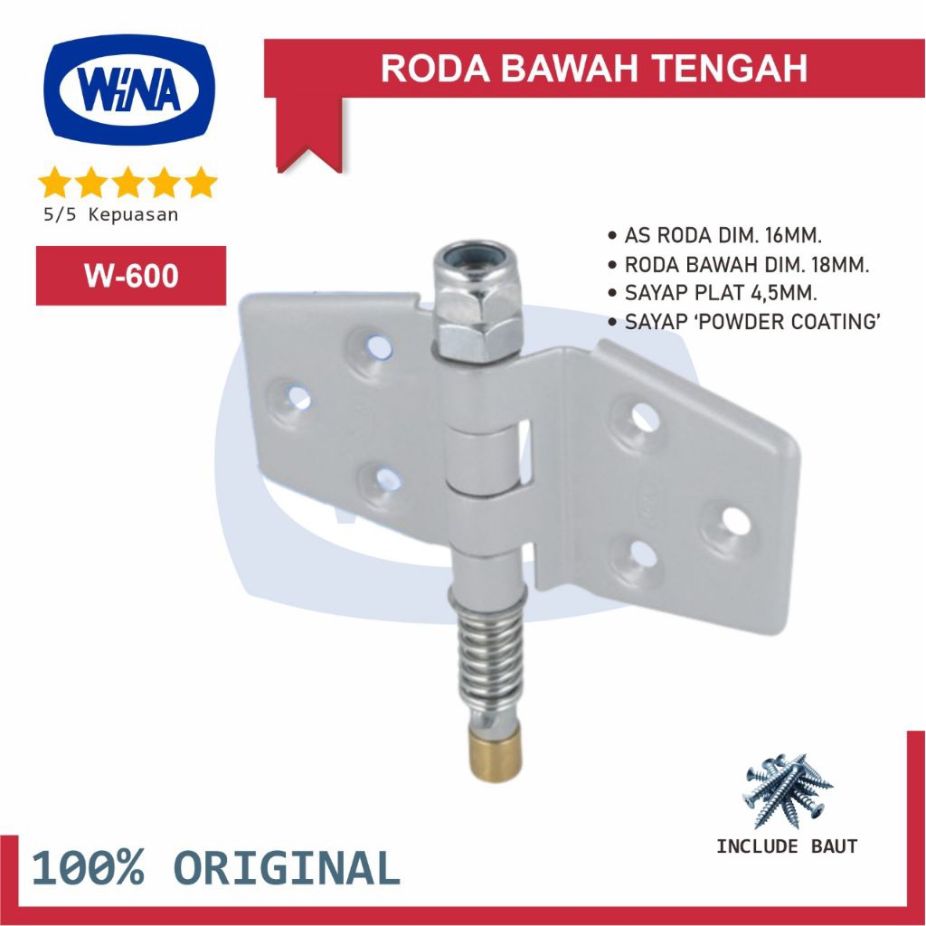 Roda Bawah Tengah Wina W600 Engsel Pintu Garasi Geser Tikung & Lipat - 100% Original