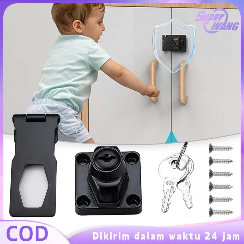 1set Kunci Gembok Pintu Anti Maling Gembok Overpal Kunci Pintu Engsel Gembok Pintu Cantolan Gembok