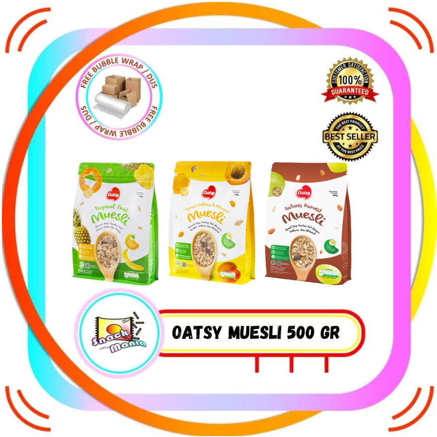 

OATSY Muesli Tropical Fruit Natures Harvest Apticot Almond ~ 500gr Sereal Australian Oats