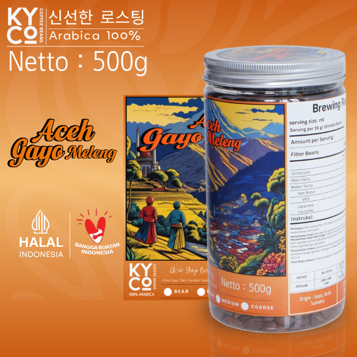 

Biji Kopi Arabika Gayo Aceh Meleng 500 gram - Semi Wash Grade 1 | Roast Beans | Brewing | Medium Roast | Fillter | Blend Kopi | Kiyowo Coffee Roastery