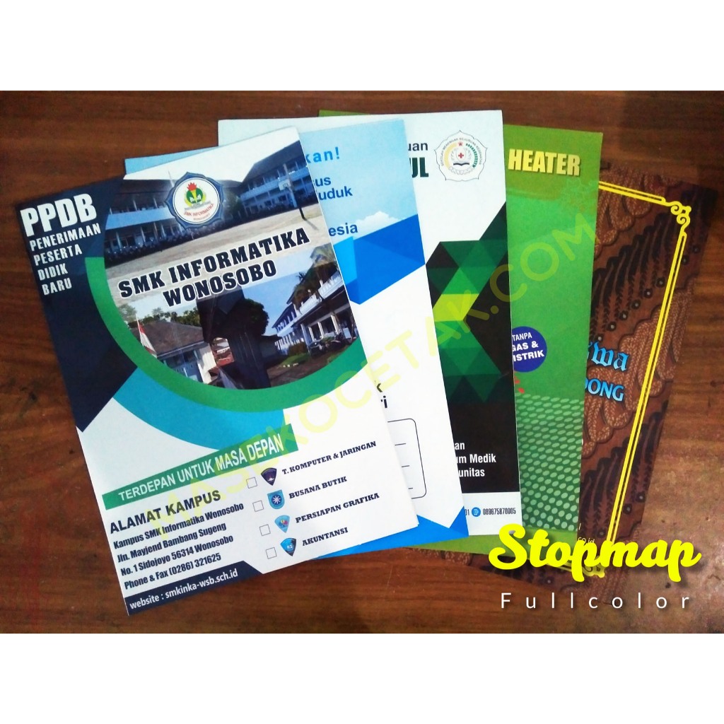

Stopmap Fullcolor GROSIR - Bahan Ivory 260gr - Laminasi Doff/Glossy - DesainBebas - Kantong Dokumen