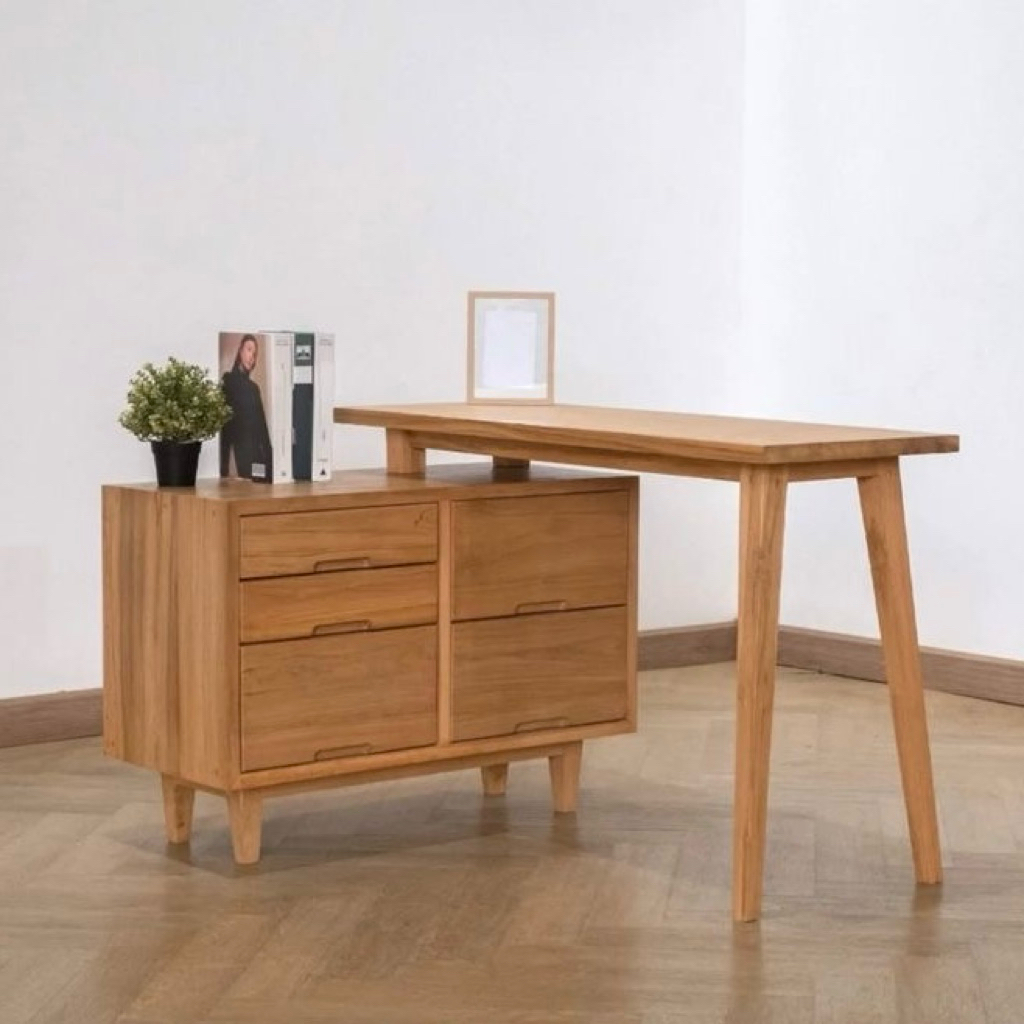 meja kantor meja belajar bahan kayu jati