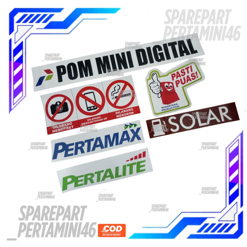 Set Stiker 3 Nozzle Pom Mini digital Pertamini Solar Pertalite Dan Pertamax