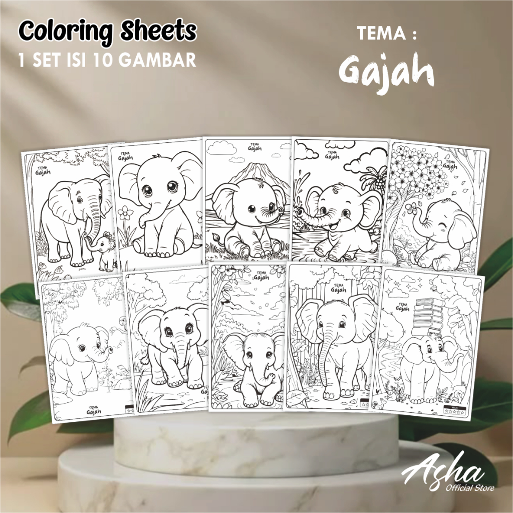 

KERTAS GAMBAR UNTUK ANAK - LEMBAR MEWARNAI ANAK 1 SET ISI 10 LEMBAR GAMBAR GAJAH UKURAN A4
