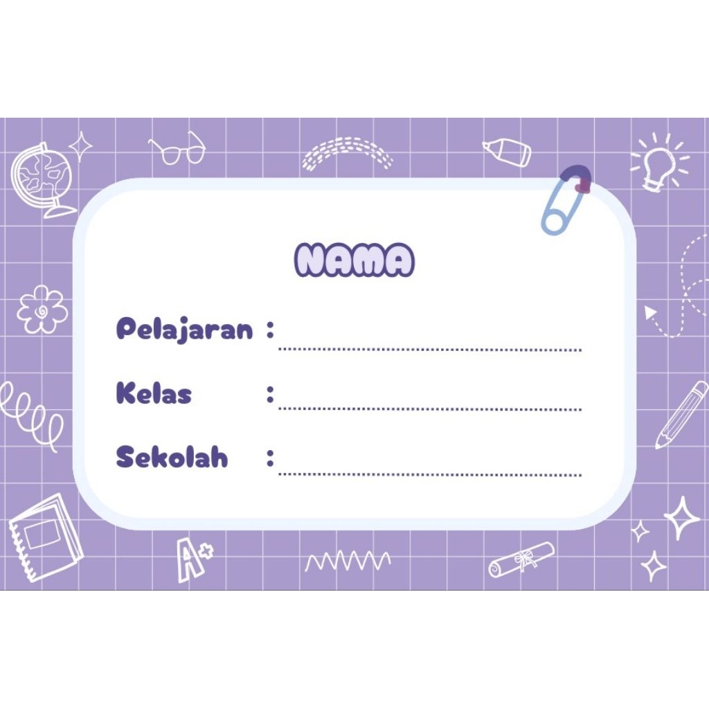 

Stiker Nama Custom B Buku Tulis Anak Ukuran 9x6cm