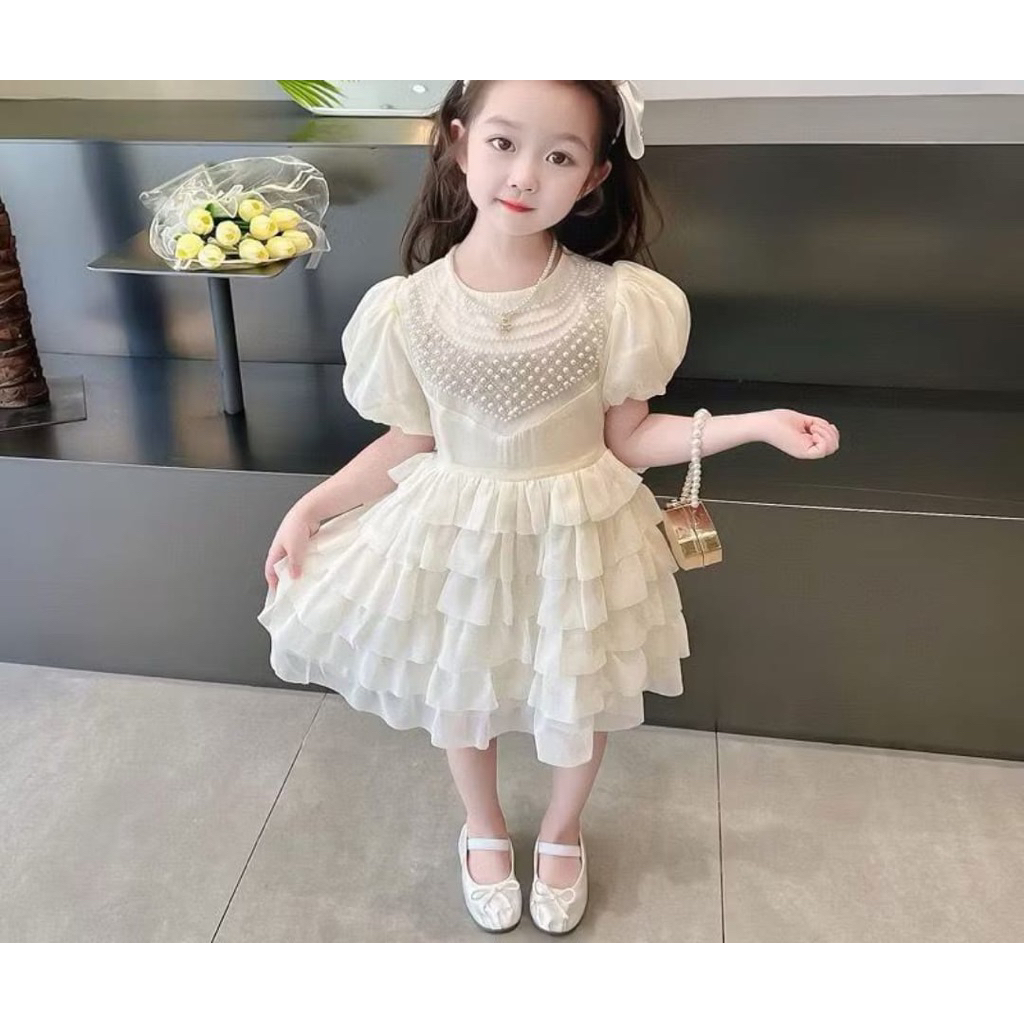 dress anak import bahan tutu mix organza premium