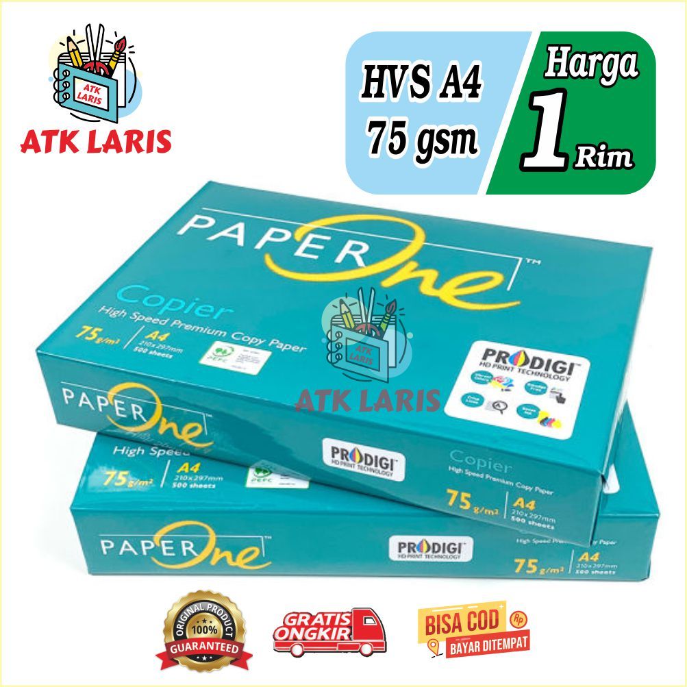

KERTAS HVS 75gr PaperOne ORIGINAL Kertas A4 75gr Kertas HVS harga 1 rim