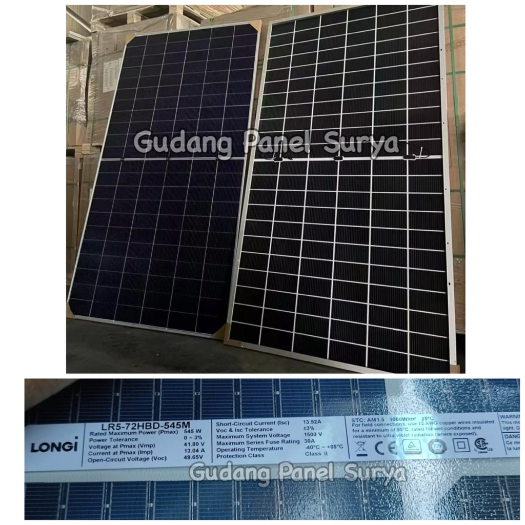 Solar Panel Surya Solarcell Longi 540WP Bifacial Mono Bifacial 540WP Monocrystaline