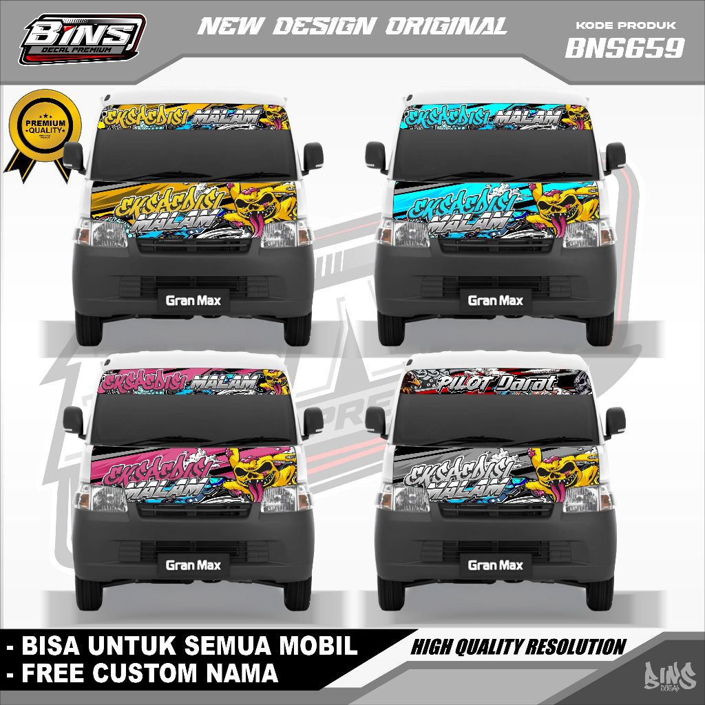 BNS659-STIKER DECAL KAP MESIN MOBIL PIKUP MINIBUS GRENMEX L300 APV CARRY GAMBAR POKEMON ZOMBIE