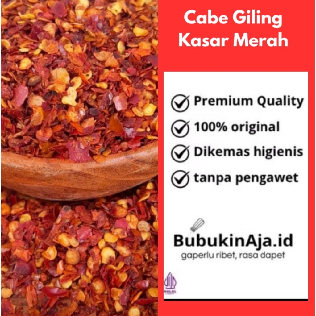 

Chilli Flakes Red/Cabai Giling Kasar merah Tabur Serbaguna.100gr/250gr/500gr