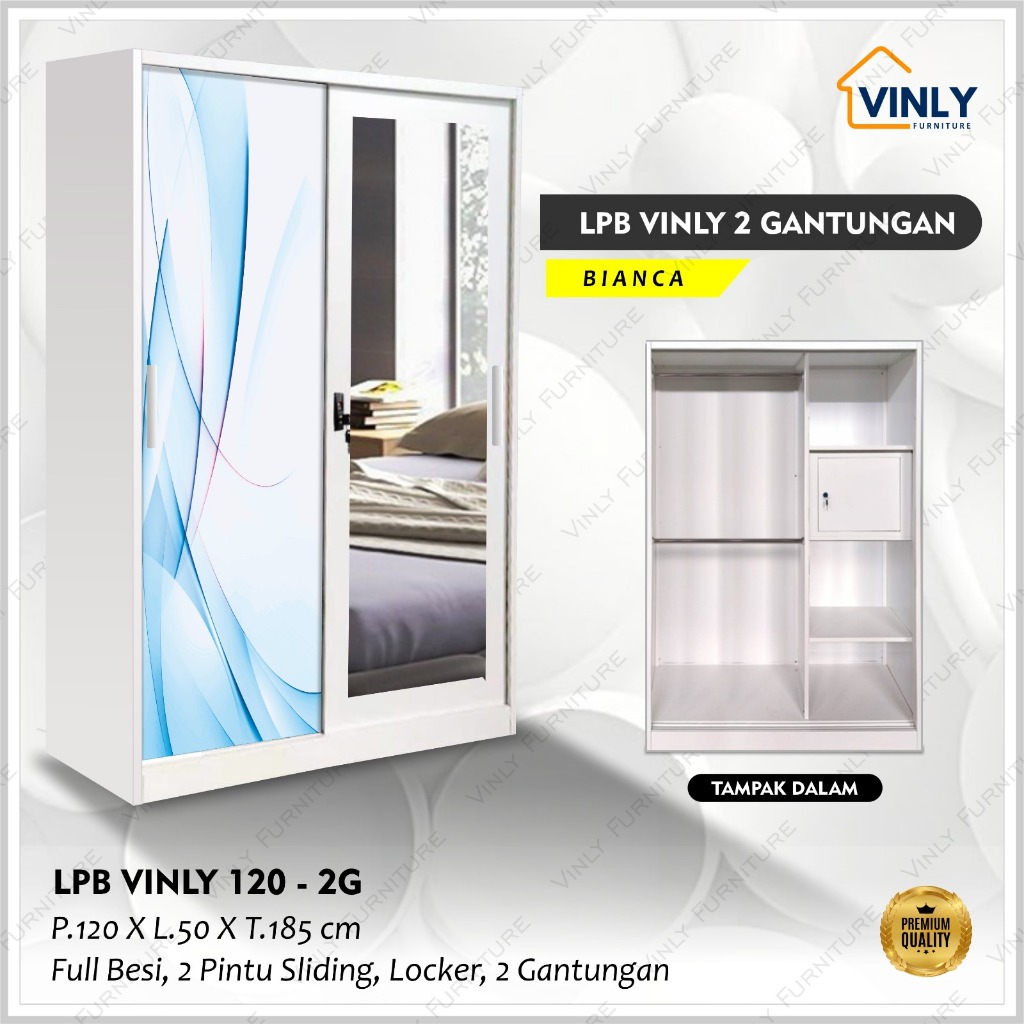 Lemari / Lemari Pakaian Besi / Lemari Pakaian Besi 2 Pintu 2 Gantungan