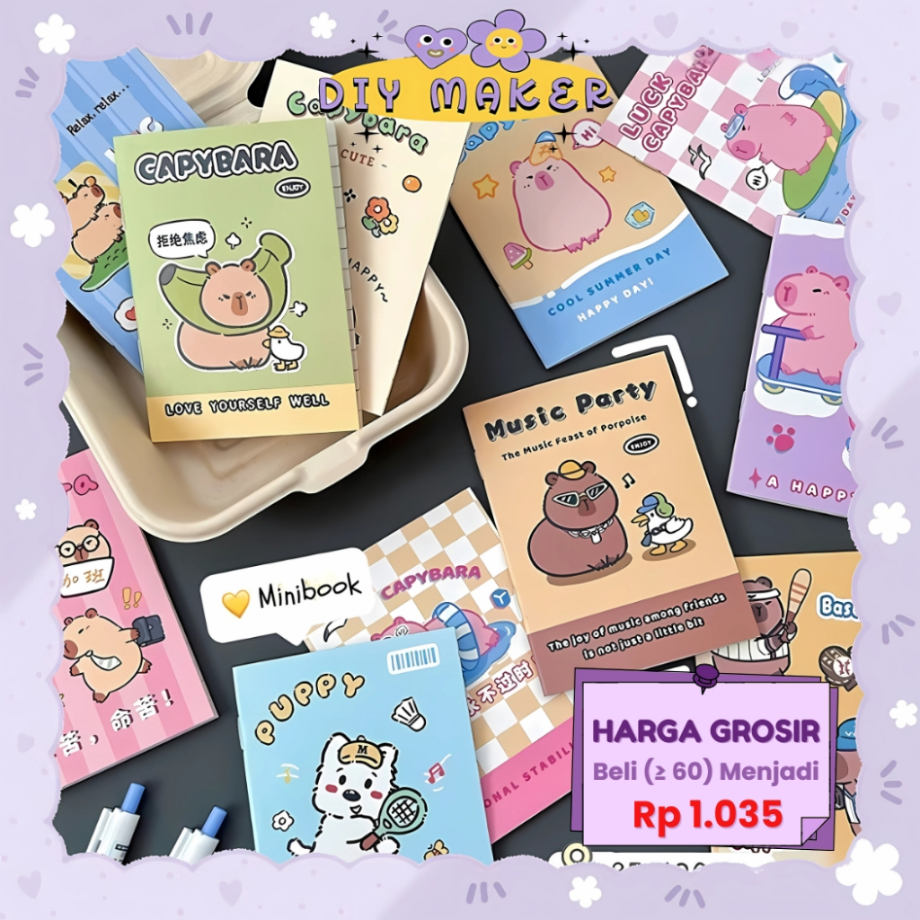 

DM Buku Tulis Catatan Kecil Notebook Mini Kapibara Buku Tulis Memo Kecil Mini Motif Karakter MB27