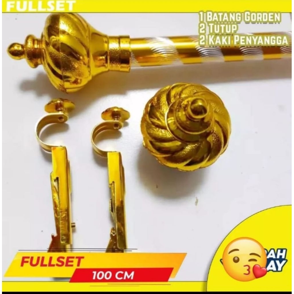 Batang gorden Fullset ukuran 100,150,200 tirai besi alumunium Tirai jendela