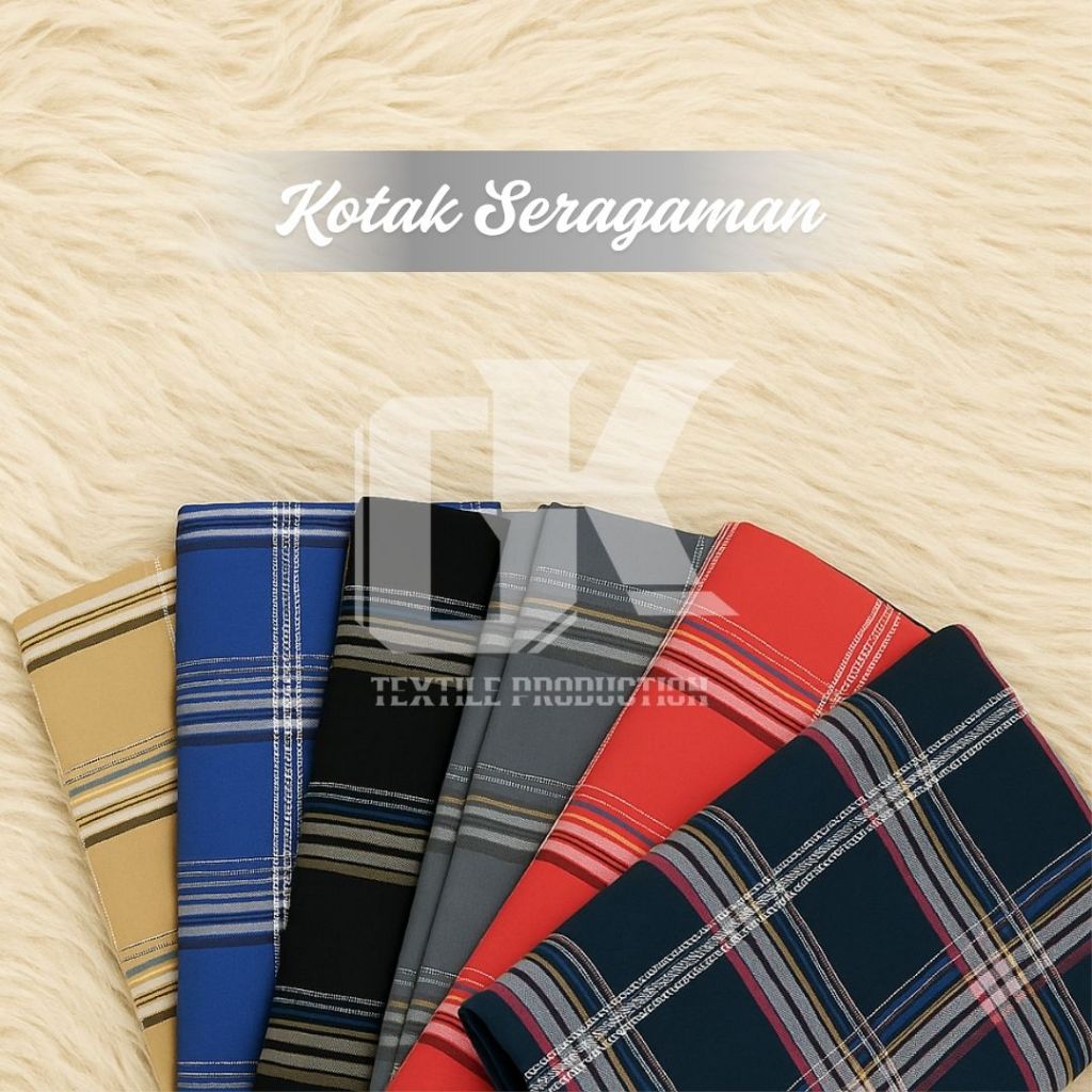 Kain Kotak Seragaman Yarndyed Motif Kotak-Kotak 557 Lebar 150cm