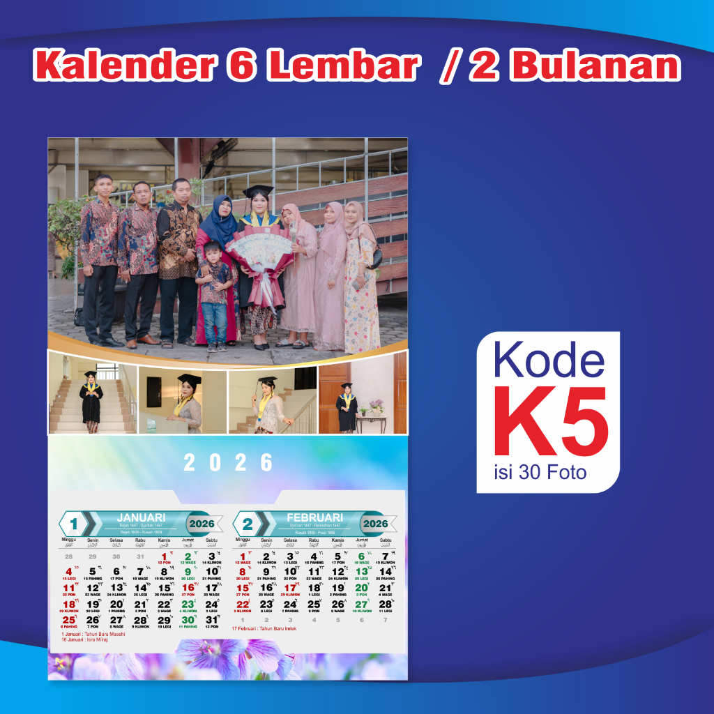 

KALENDER DINDING ISI 6 LEMBAR | KALENDER 2026 | KALENDER FOTO | KALENDER CUSTOM