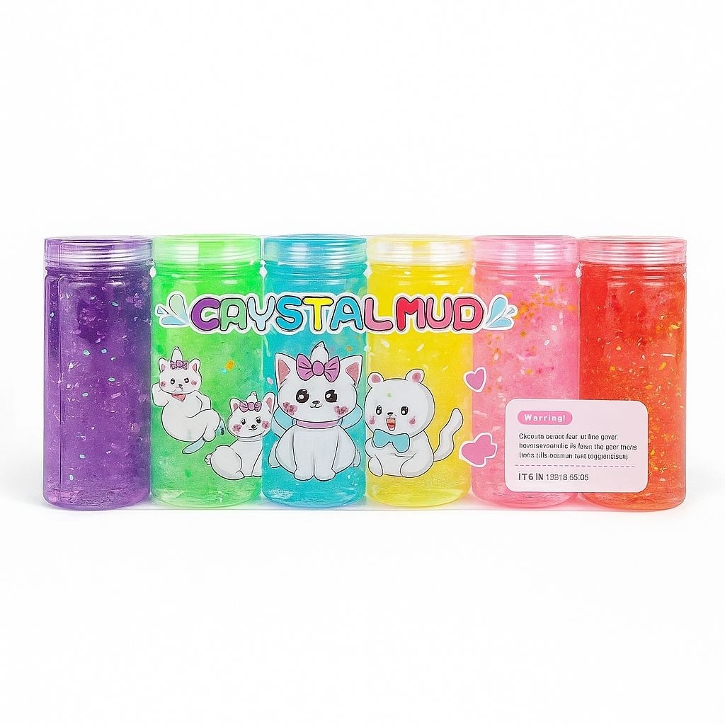 SLIME BUNGKUS (CRYSTAL MUD) 1 BUNGKUS 6 WARNA || UNGU || HIJAU || BIRU || KUNING || PINK || MERAH
