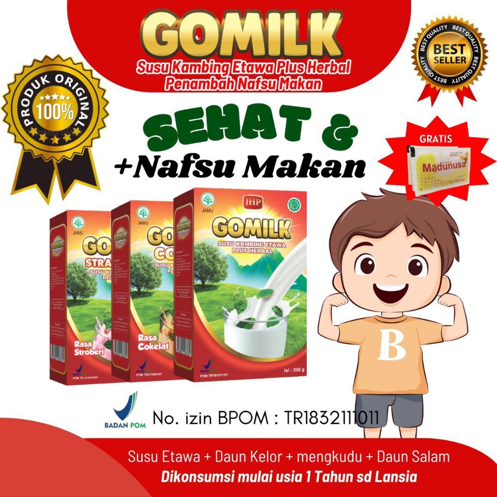 

Gomilk Susu Kambing Etawa Plus Herbal - Tidak Bau Kambing / Prengus - 200gr