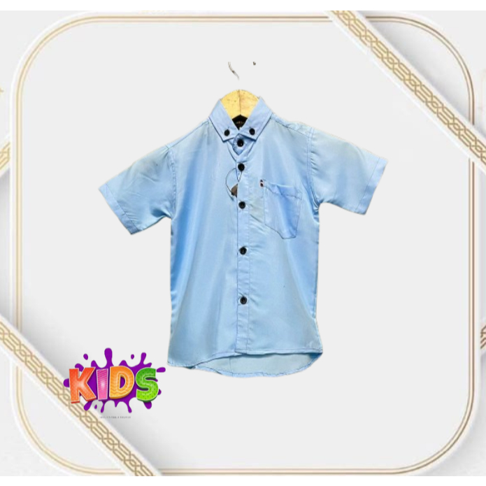 WARNA BIRU MUDA Kemeja Polos Pendek Anak