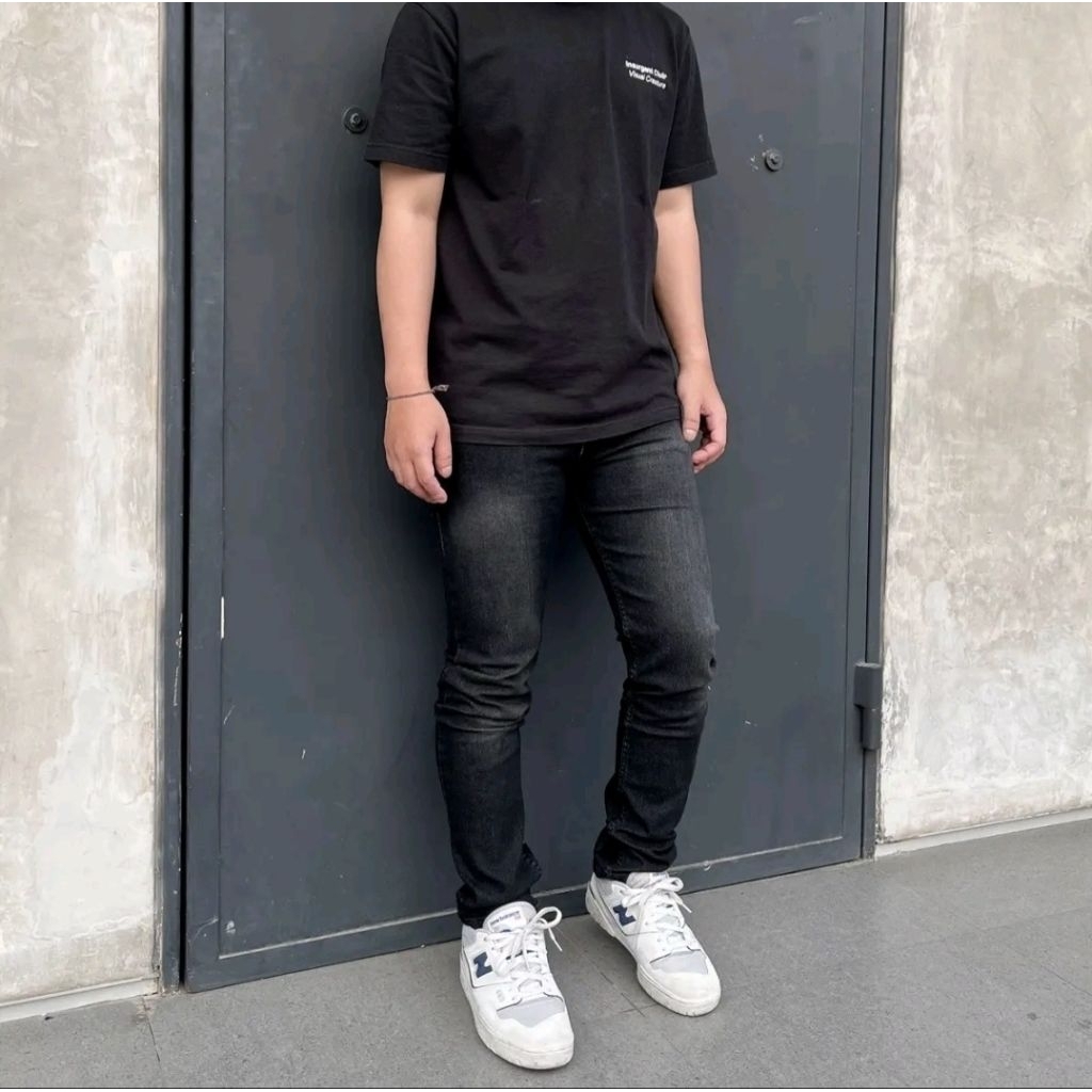 Celana jeans pria polos black jazz slimfit strech