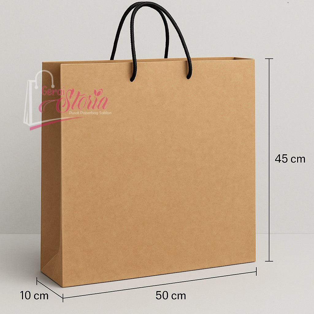 

Paper bag Jumbo 50x10x45 / tas kertas polos Jumbo / paperbag jumbo coklat