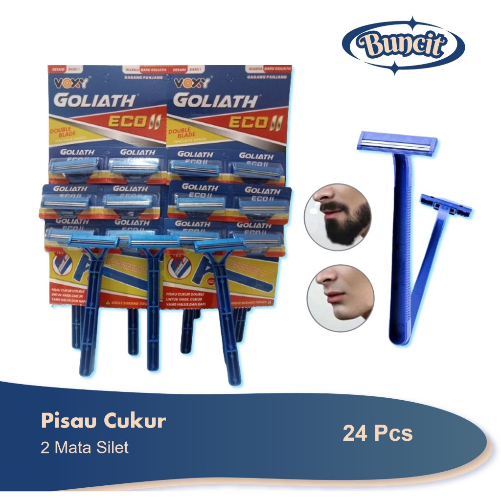 24 Pcs Goliath Pisau Cukur 2 Mata / Pisau Cukur Kumis / Cukur Jenggot Pria / Voxy Goliath