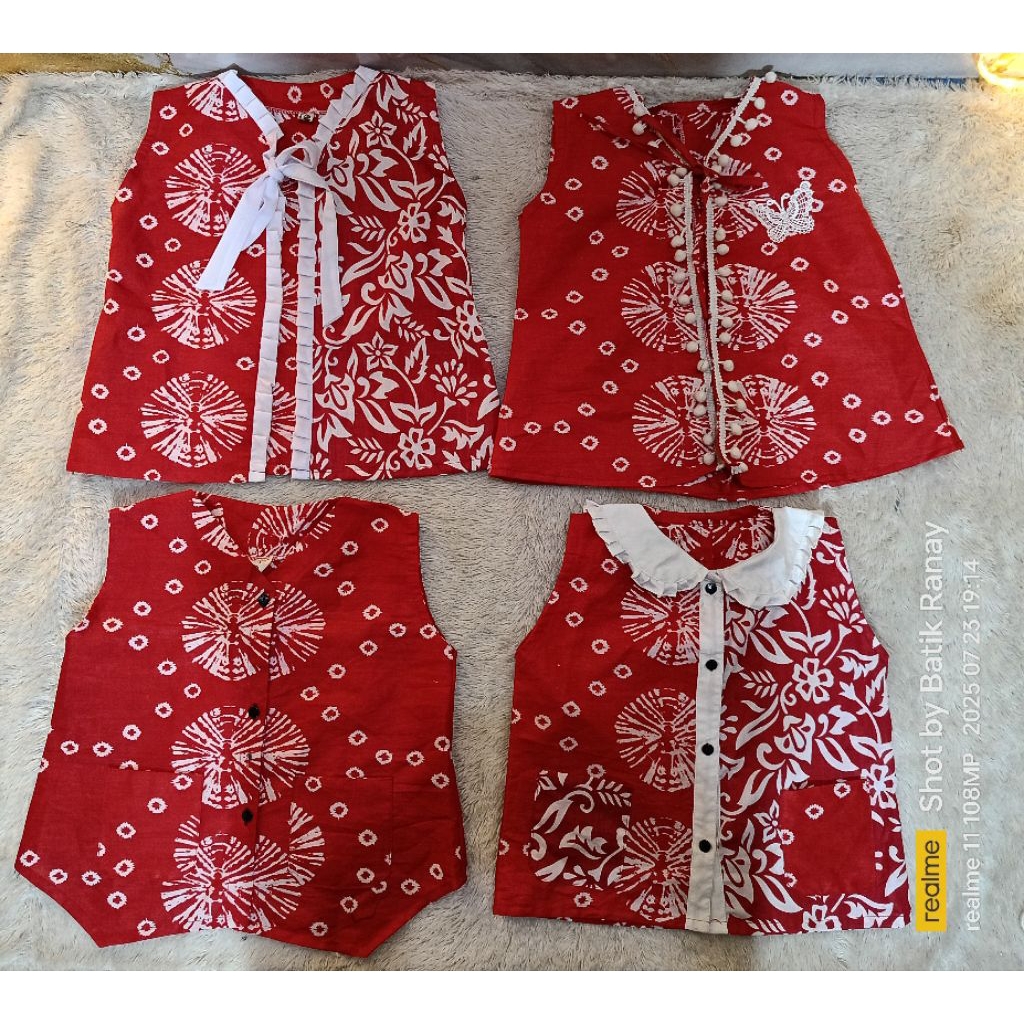 vest batik merah putih anak/ rompi batik merah putih anak
