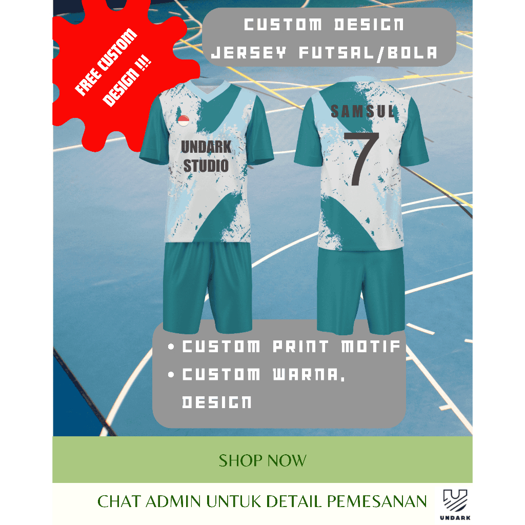 BISA SATUAN | Custom Jersey FUTSAL /Jersey SEPAK BOLA Polos atau  Custom Printing | UNDARK OFFICIAL 