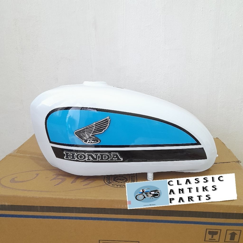 Promo Tangki CB 100 Gelatik Dilan PUTIH BIRU Tengki CB murah Tangki CB 100 Aksesoris Motor CB Custom