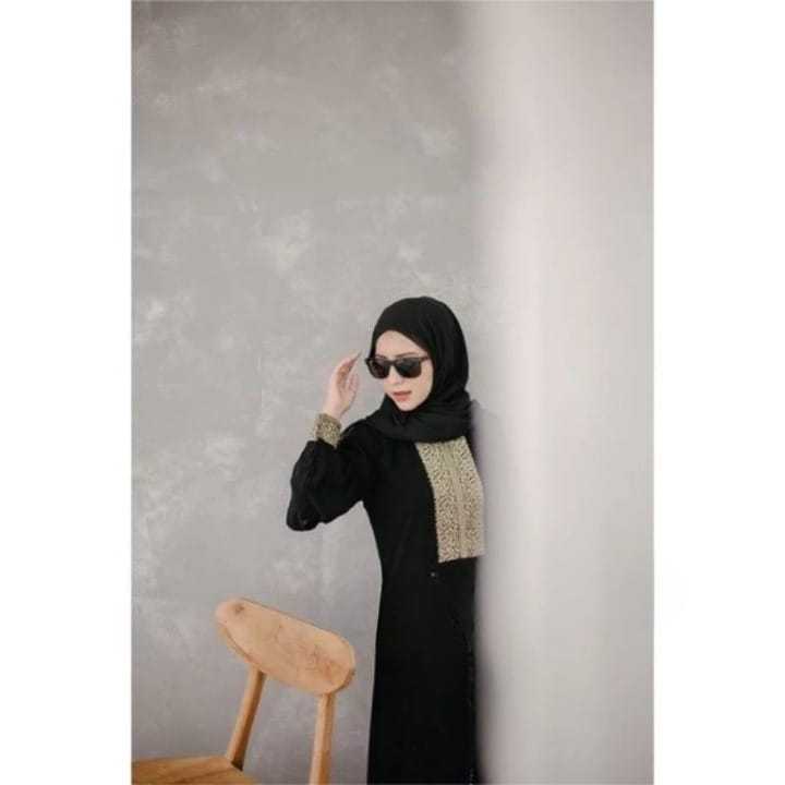 Gamis Muslim Hitam Wanita Iffah Abaya Turkey Jumbo Terbaru