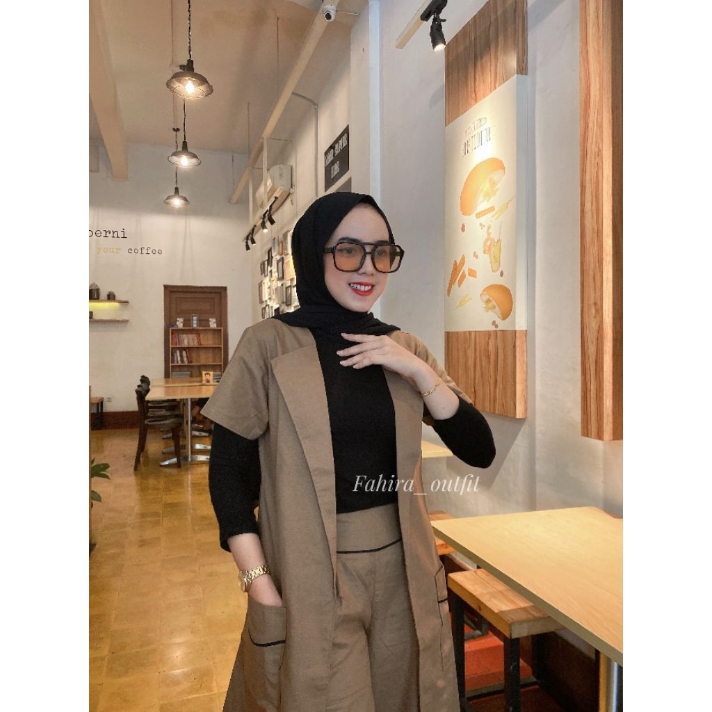 FAHIRA SET OUTER/Setelan kulot cardigan/stellan blazer wanita / Muslim