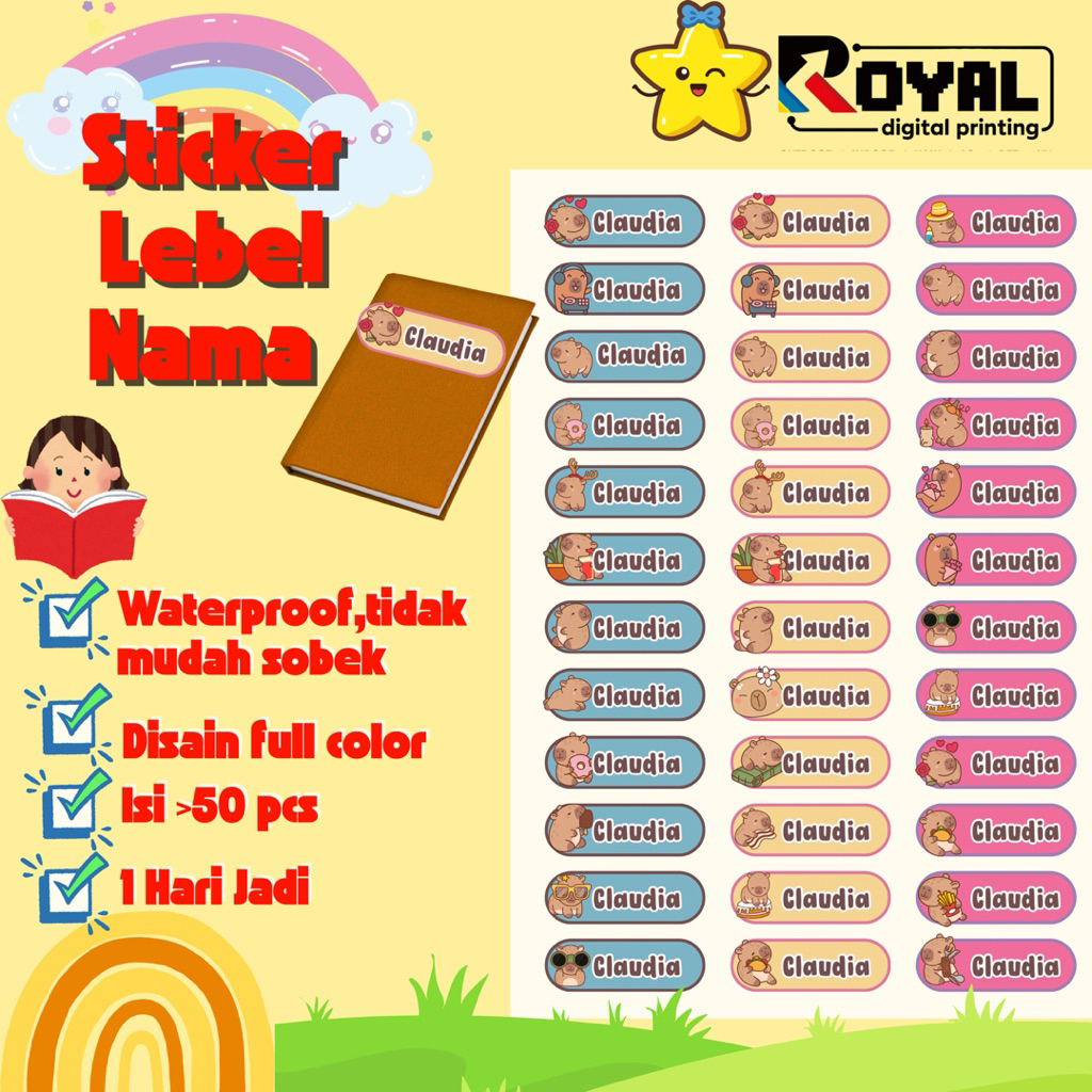 

STICKER LEBEL NAMA ISI 100 PCS | Lebel Nama Anak | Stiker Buku Sekolah | Stiker Naman Anak | Label Nama Barang | 1 Hari Jadi