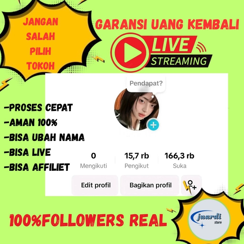 jual akun tiktok murah followers real hasil fyp video 16K-30K followers