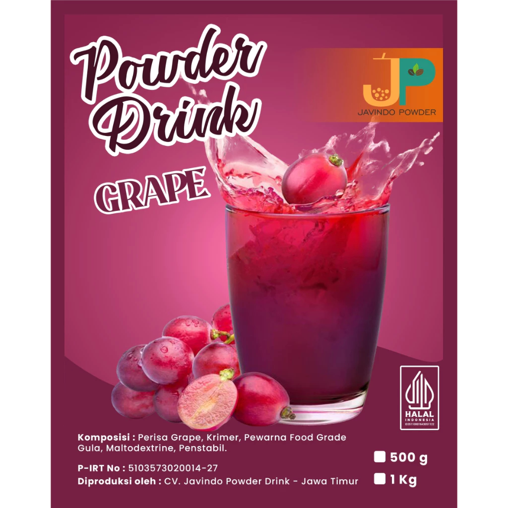 

JAVINDO Bubuk Minuman Rasa Grape / Anggur 1Kg / 1 Kg Reguler - Javindo Powder