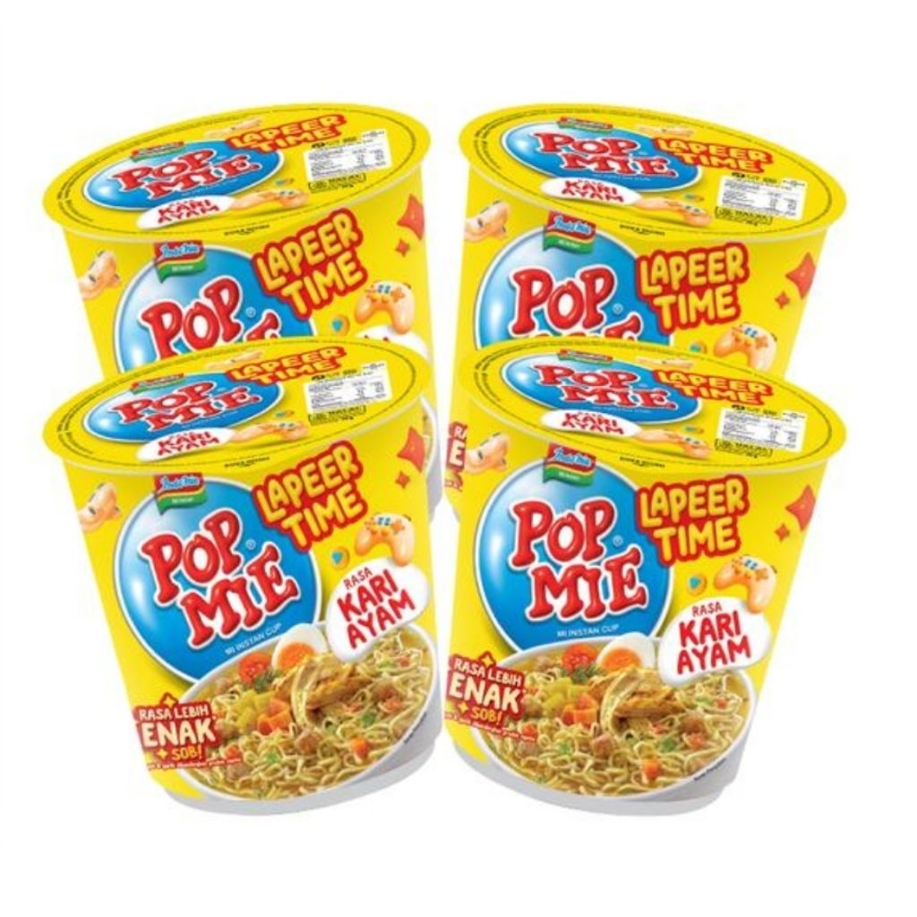 

Paket 4 Pcs - Pop Mie Lapeer Time Mi Instan Cup Rasa Kari Ayam 75 Gram