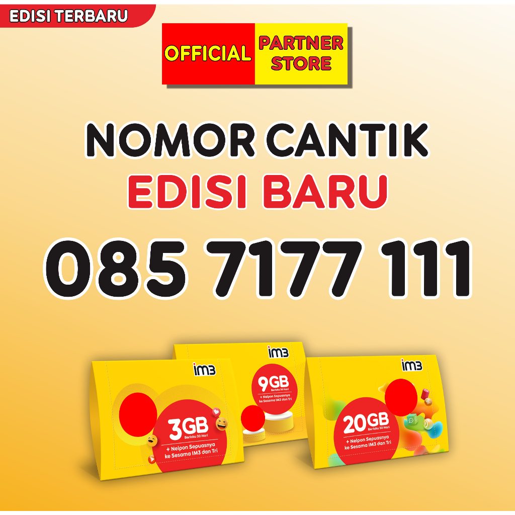 Kartu perdana Indosat Nomor Cantik & RAPIH Freedom Internet 4GB + Nelpon Seksiya Utama 30 Hari List 