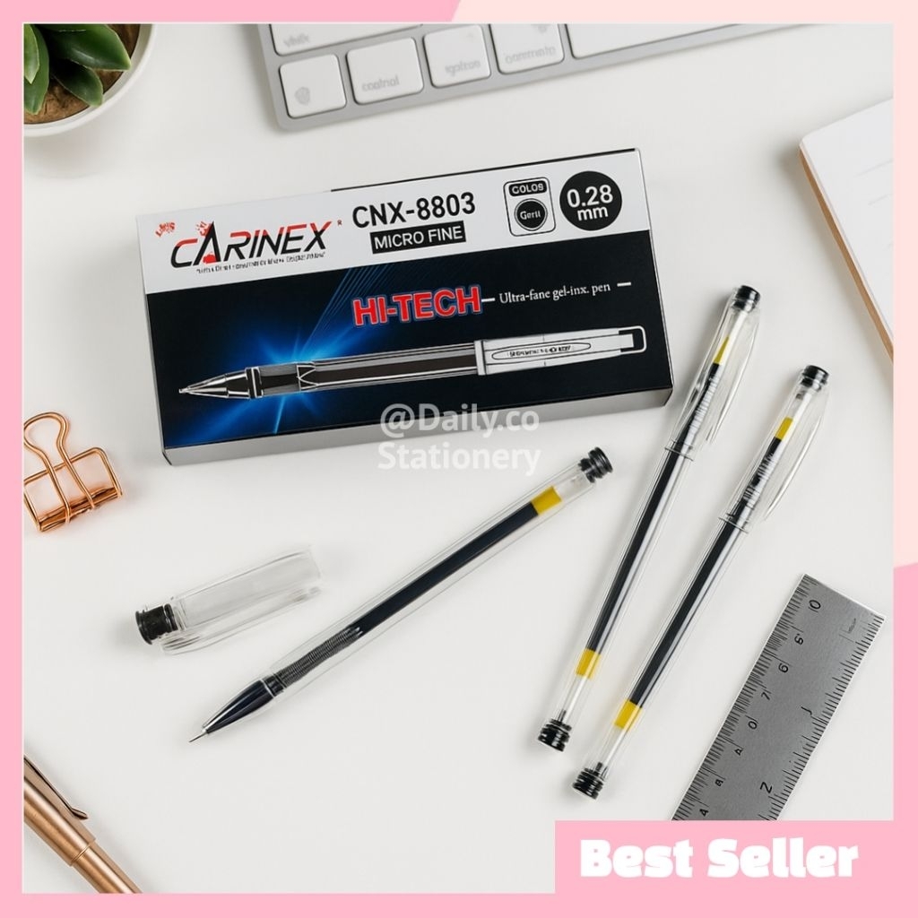 

Gel Pen Hi-TECH Micro Fine Carinex CNX-8803 0.28mm Tinta Hitam 1 Lusin Isi 12 Pcs