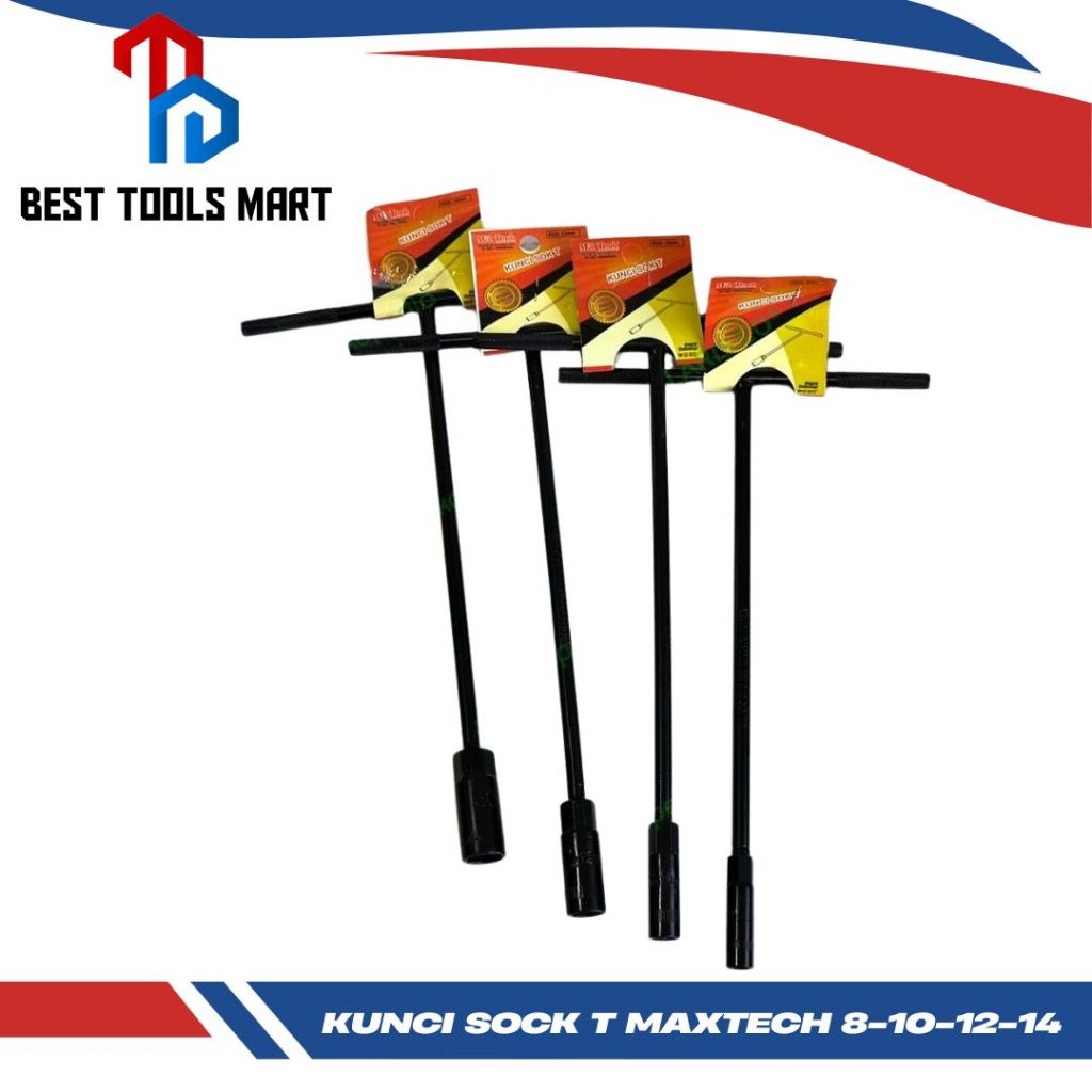 MAXTECH Kunci SOK T hitam Bahan Besi 4 Varian Ukuran Kunci T MAXTECH 8,10,12,14 kunci sok sock kunci