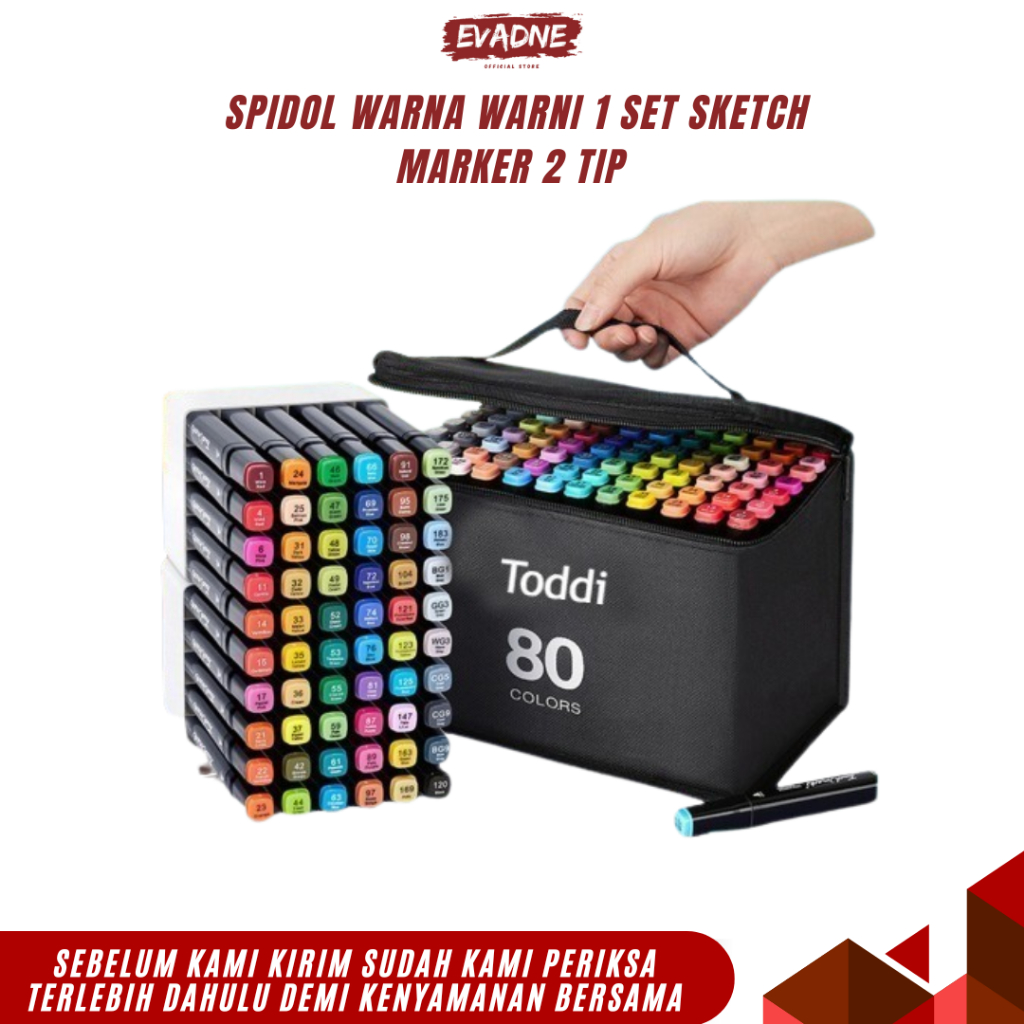 

TODDI SPIDOL WARNA WARNI 1 SET Sketch Marker 2 Tip Touch Marker 12/24/30/36/40/ 48/60/80 Warna