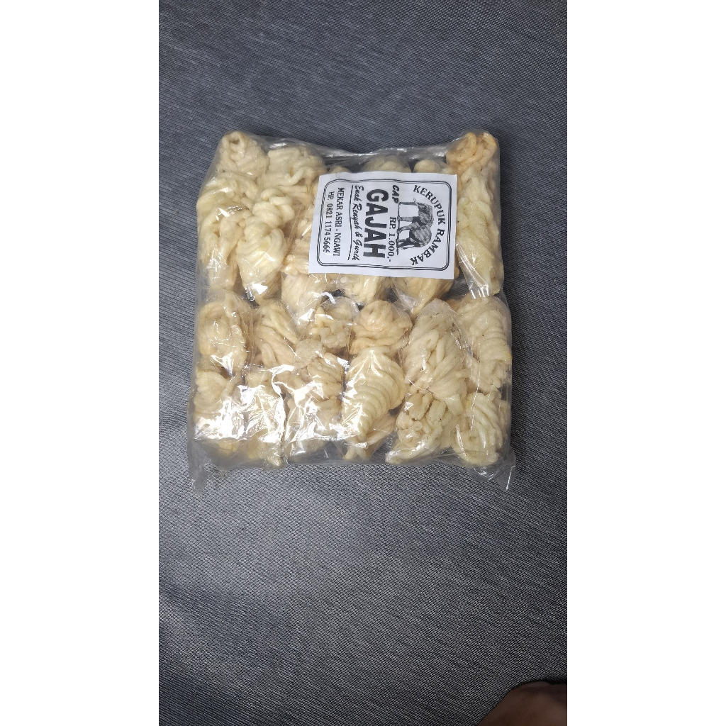 

KERUPUK KEONG GAJAH/1 PACK ISI 12/JAJANAN GURIH