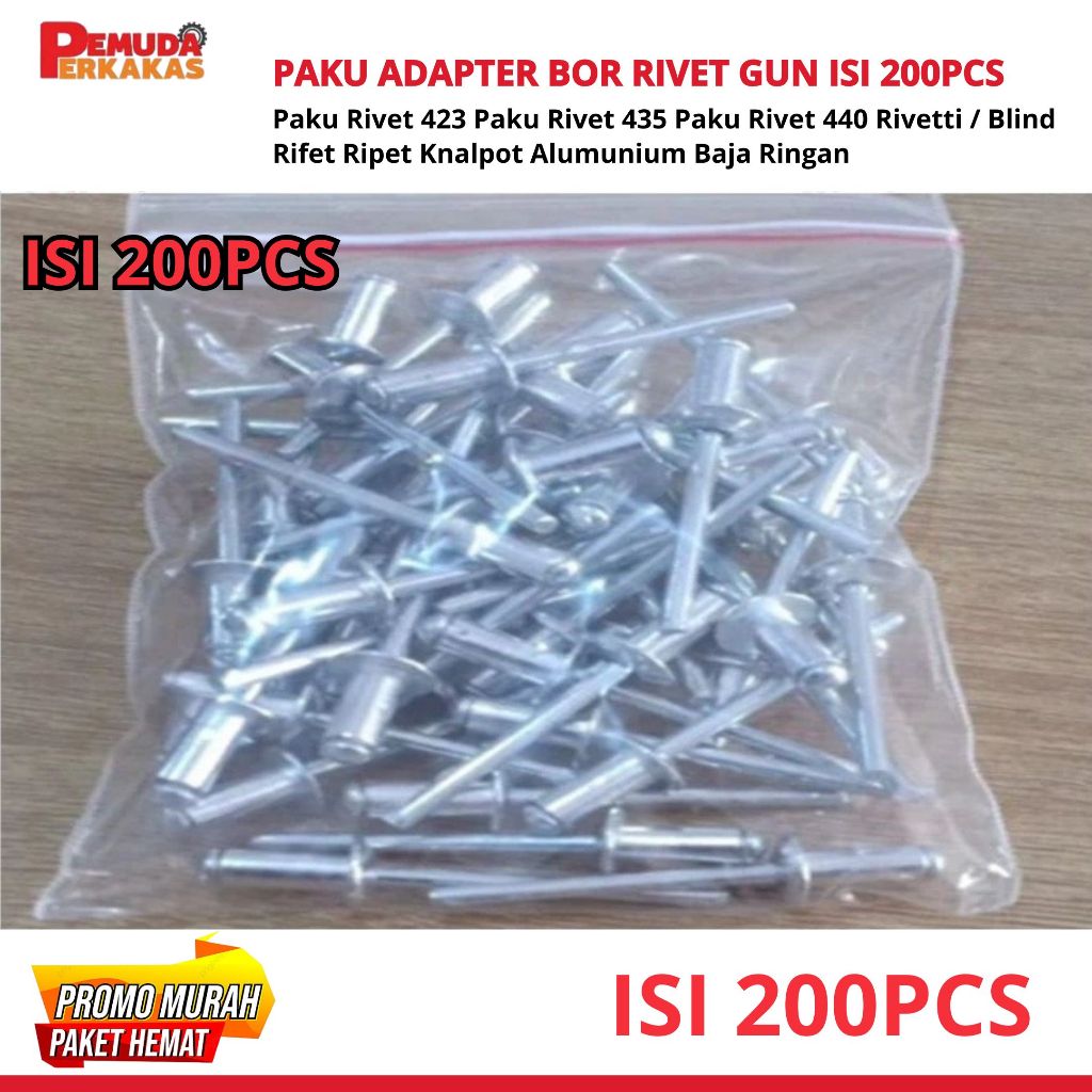 Paku Rivet Rivetti 435 Size 3.2mm x 9,5mm isi 200 Pcs / Paku Rivet Paku Rivet 435 Paku Ripet Rivetti