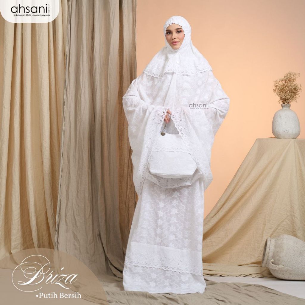Mukena Briza / Mukena Katun Paris Full Bordir / Mukena Motif Bordir Timbul / Mukena Premium / Mukena