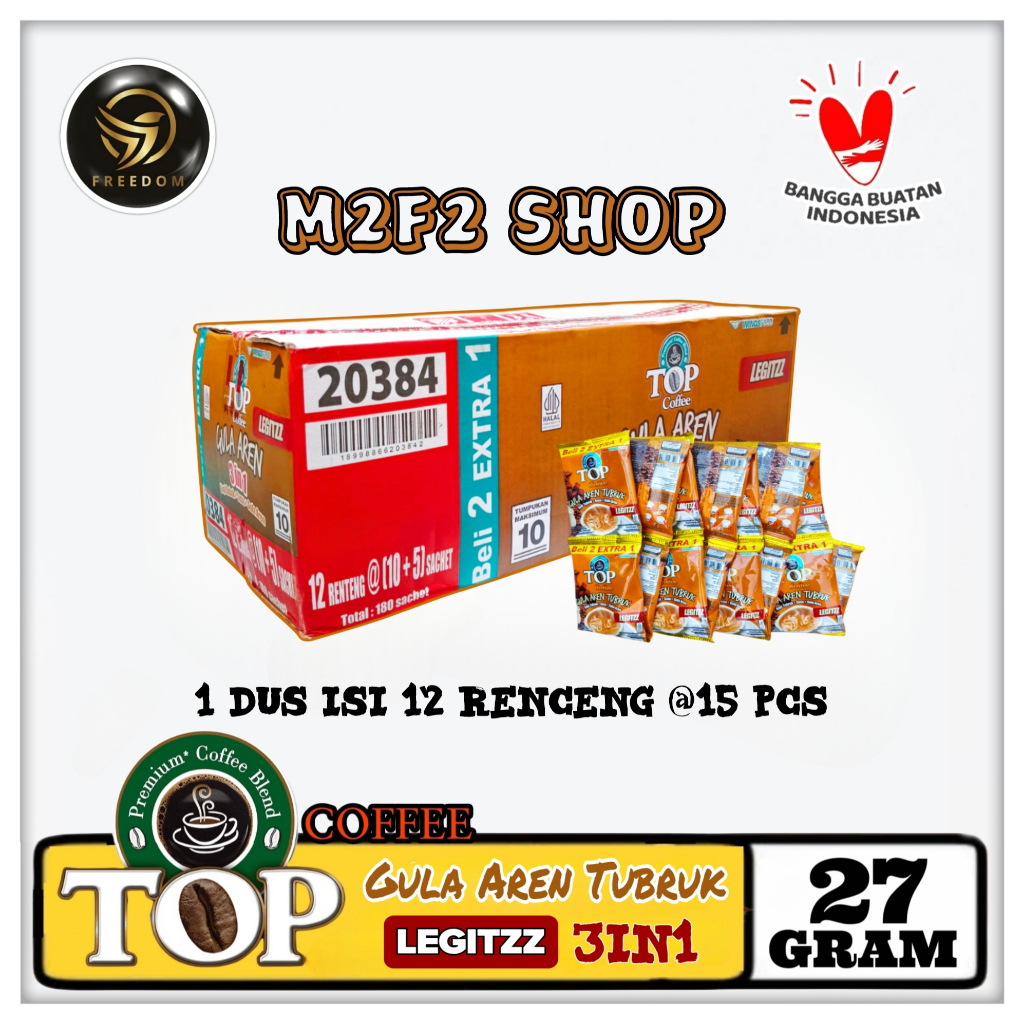 

Kopi TOP Gula Aren Tubruk 3in1 Legitzz | Kopi Bubuk Sachet - 27 gr (Kemasan Karton)