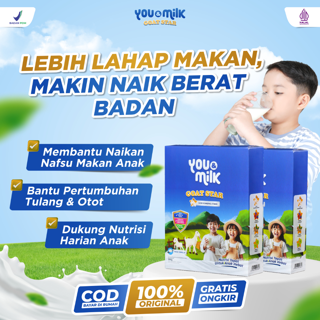 

YOU & MILK GOAT STAR Susu Anak Penambah Berat Badan Gemuk Badan Tinggi Badan Tulang 3 Tahun Keatas