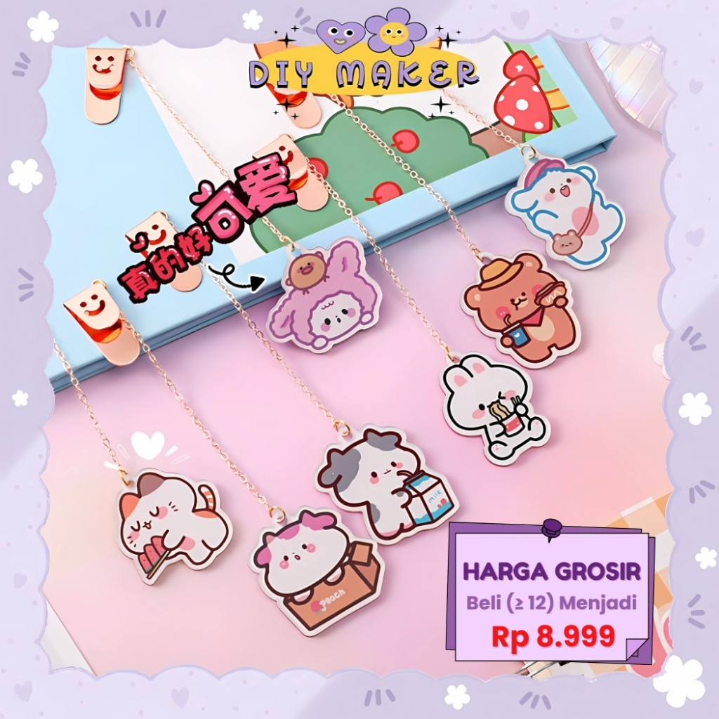 

DM Pembatas Buku Book Metal Clip Aesthetic Cartoon Unicorn Paw Pembatas Buku Karakter Korean - AT23