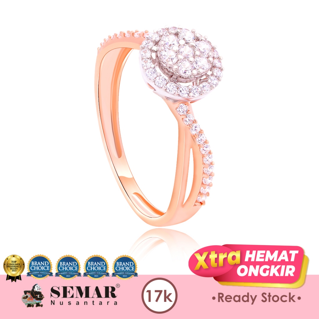 Cincin Emas Illuminae Ignatia Flare Collection Rose White Gold 17K Semar Nusantara