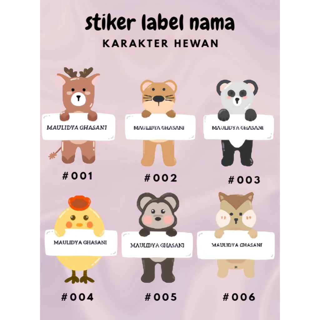 

[Dinia_polish&paper]STIKER LABEL BUKU PELAJARAN KARAKTER HEWAN CUSTOM NAMA